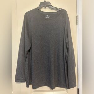 Women’s long sleeve long tshirt. Dark heather gray